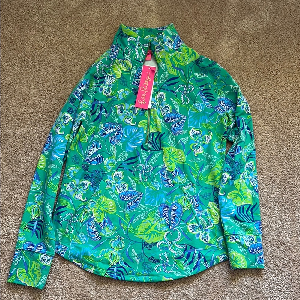Lilly Pulitzer Green and Blue Sweatshirt Hoodie Popover